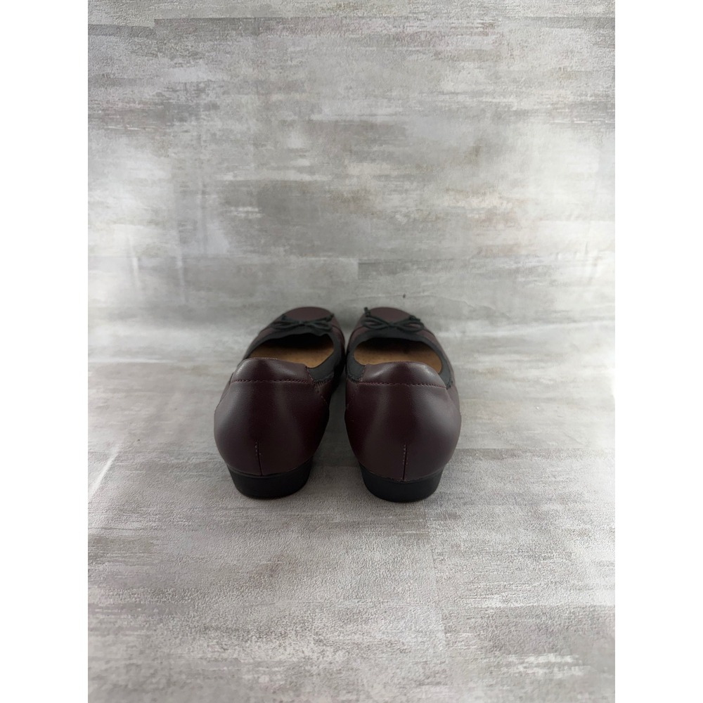 Clarks Collection Burgundy Leather Cushion Soft Ballet Flats Shoes Sz 6.5M - Picture 5 of 11
